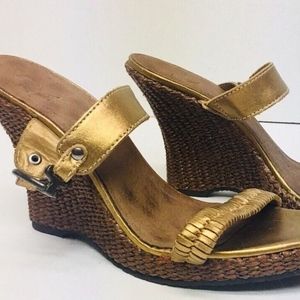 White Mountain Wedge Sandals SOFT GOLD 10 M